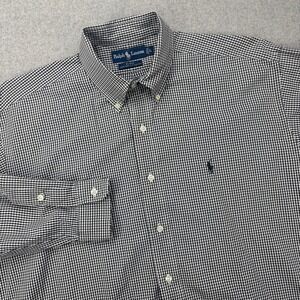 Vintage 90s Polo Ralph Lauren Blake Shirt Mens Large Black Gingham Oversized